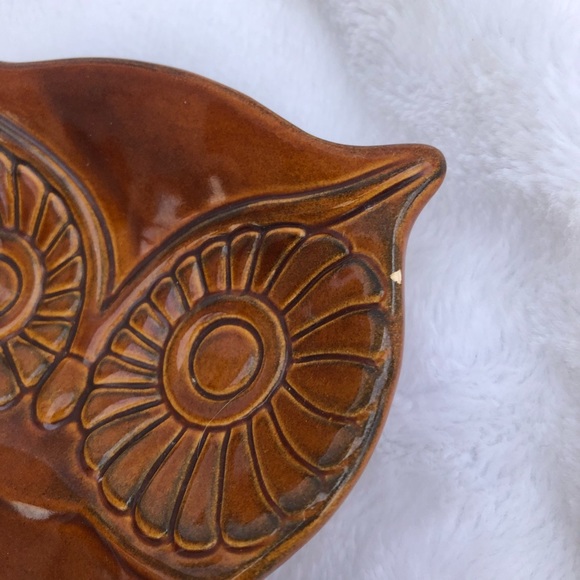 Vintage Retro Cracker Barrel Brown Owl Ceramic Double Side Dish - Picture 5 of 12